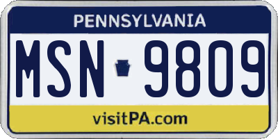 PA license plate MSN9809