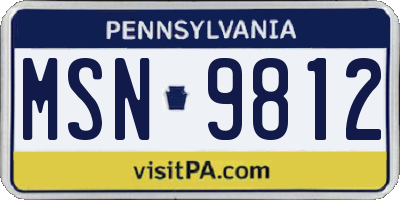 PA license plate MSN9812