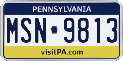 PA license plate MSN9813