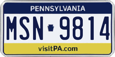 PA license plate MSN9814