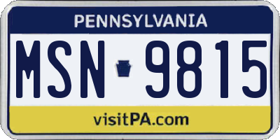 PA license plate MSN9815