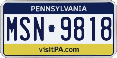 PA license plate MSN9818