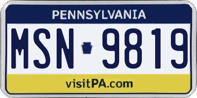 PA license plate MSN9819