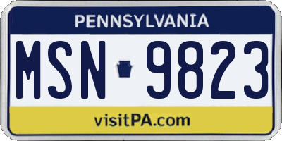 PA license plate MSN9823