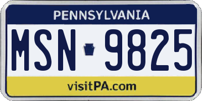 PA license plate MSN9825