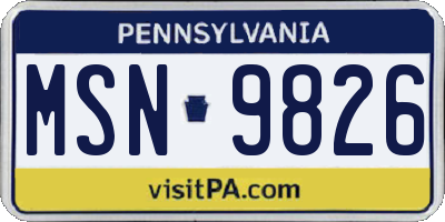 PA license plate MSN9826