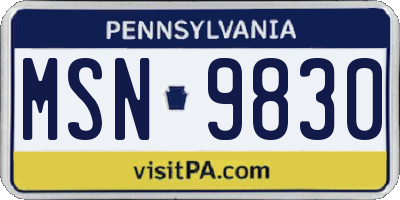 PA license plate MSN9830