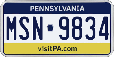 PA license plate MSN9834