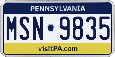 PA license plate MSN9835