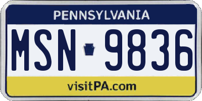 PA license plate MSN9836