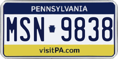 PA license plate MSN9838