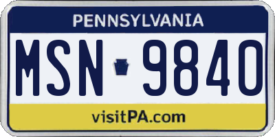 PA license plate MSN9840