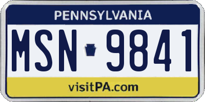PA license plate MSN9841