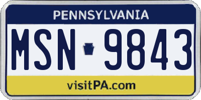 PA license plate MSN9843