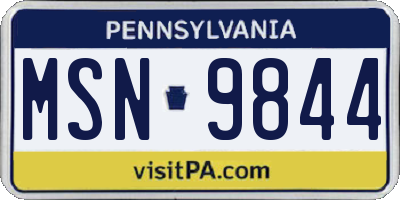 PA license plate MSN9844