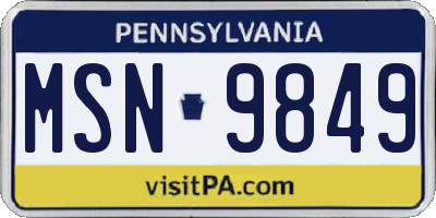 PA license plate MSN9849