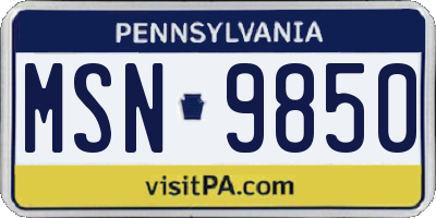 PA license plate MSN9850