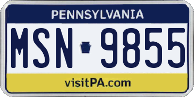 PA license plate MSN9855