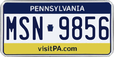 PA license plate MSN9856