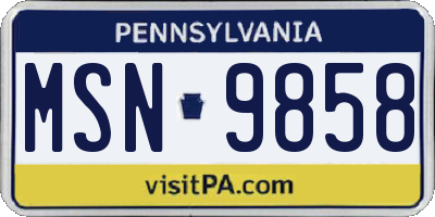 PA license plate MSN9858