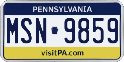 PA license plate MSN9859