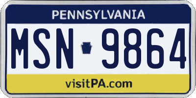 PA license plate MSN9864