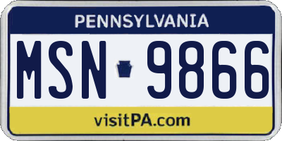 PA license plate MSN9866