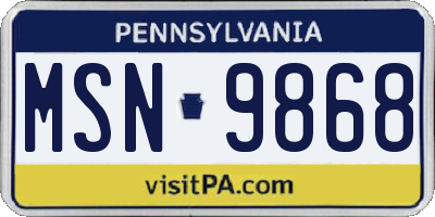 PA license plate MSN9868
