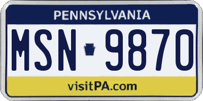 PA license plate MSN9870