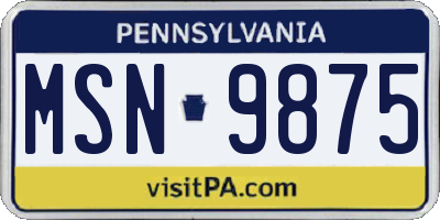 PA license plate MSN9875