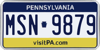 PA license plate MSN9879