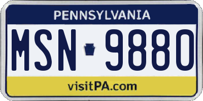 PA license plate MSN9880