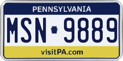 PA license plate MSN9889