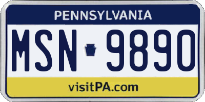 PA license plate MSN9890