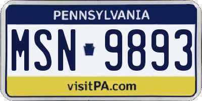 PA license plate MSN9893