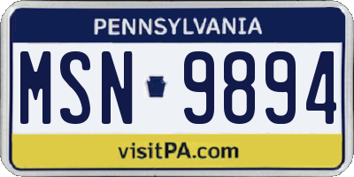 PA license plate MSN9894