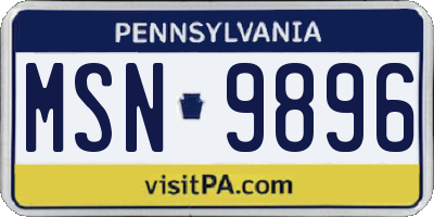 PA license plate MSN9896