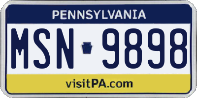 PA license plate MSN9898