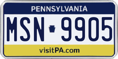 PA license plate MSN9905