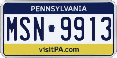 PA license plate MSN9913