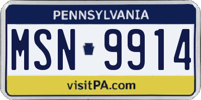 PA license plate MSN9914