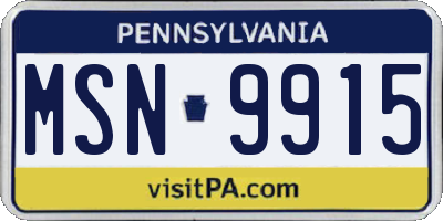 PA license plate MSN9915