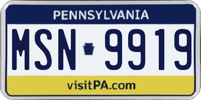 PA license plate MSN9919