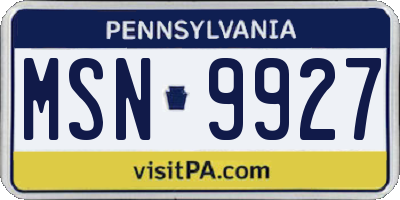 PA license plate MSN9927