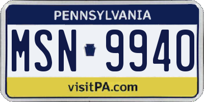 PA license plate MSN9940