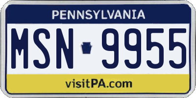 PA license plate MSN9955