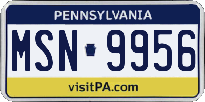 PA license plate MSN9956