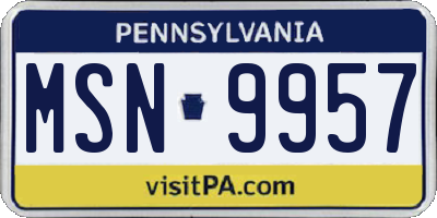 PA license plate MSN9957