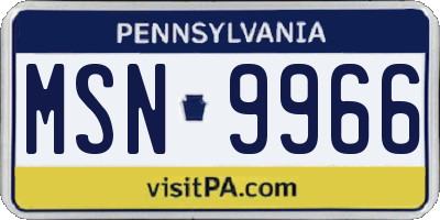 PA license plate MSN9966