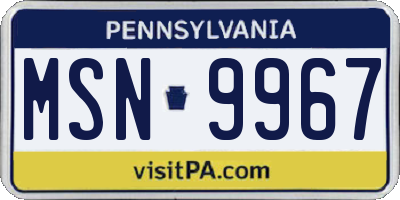 PA license plate MSN9967